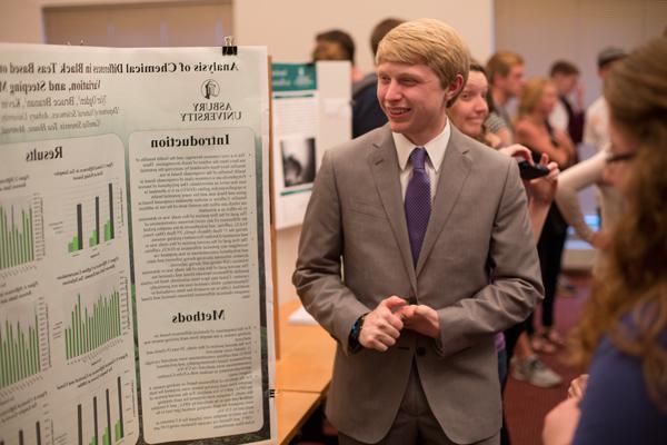 Student presenting research